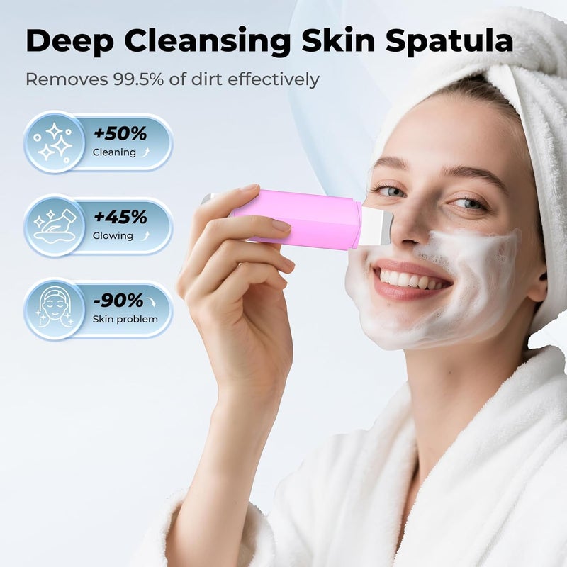 PETYDOOT Blackhead Remover Tool Face Scrubber: Double-Headed Face Spatula Skin Scrubber, Nose Pore Cleaner Blackhead Remover for Facial Deep Cleansing Skin Care Tool for Men & Women (Pink) - Image 2